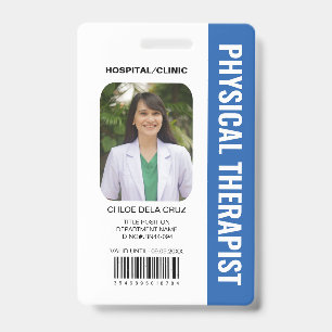 Customer Physical Therapist Medical Staff Blue ID Badge