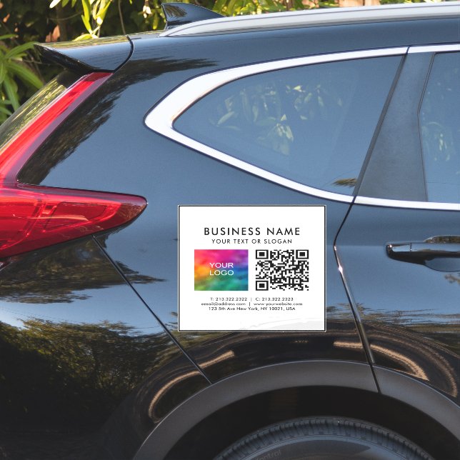 Customer QR Code Business Logo Text Template XL (Car Side)