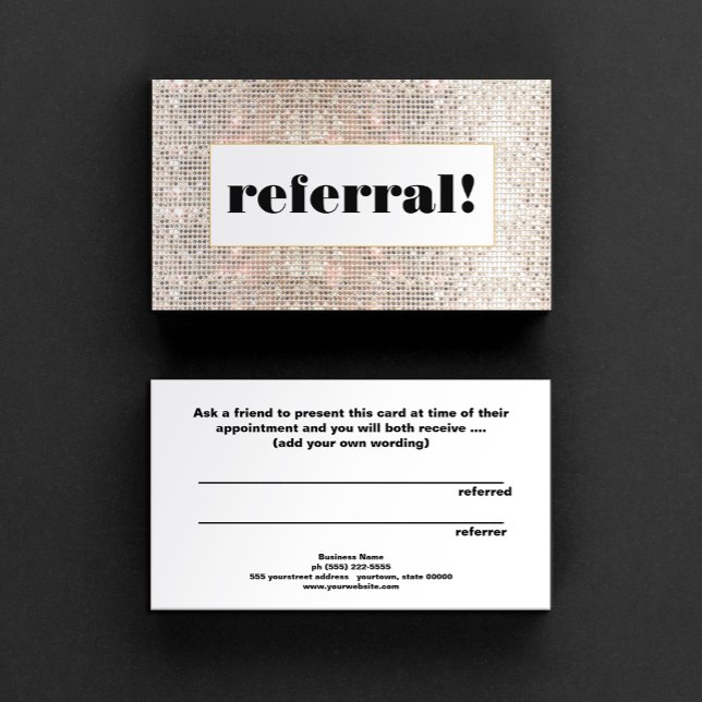 Customer Referral Faux Silver Sequins  Card (Creator Uploaded)