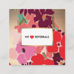 Customer Referral Gold Watercolor Floral  Card