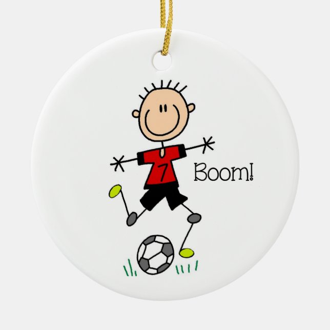 Customer Request Boy Soccer Player Ornament (Front)