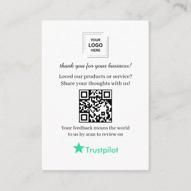Customer Review Request QR Marketing Insert (Front)
