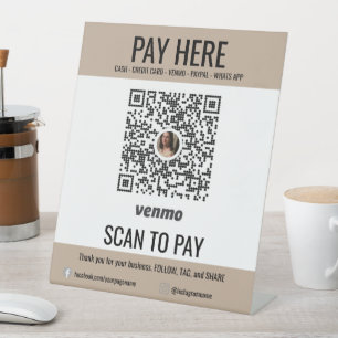 Customer Scan to Pay QR Code Venmo Pay Here Pedestal Sign
