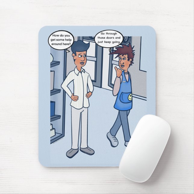Customer Service Cartoon Mouse Pad (With Mouse)