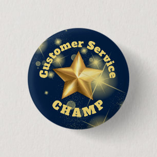Customer service champion gold star award button