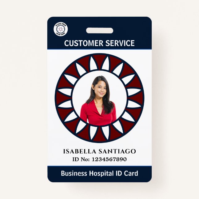 Customer Service Employee Photo Business Custom  ID Badge (Front)