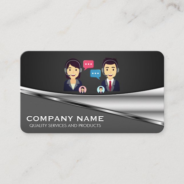 Customer Service Workers | Headset | Call Centre Business Card (Front)
