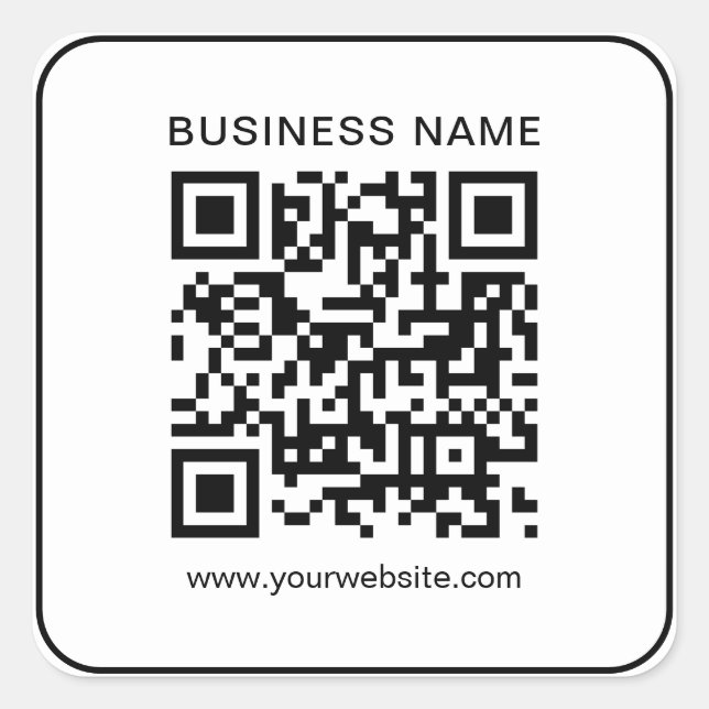Customer Simple Template Business QR Code White Square Sticker (Front)