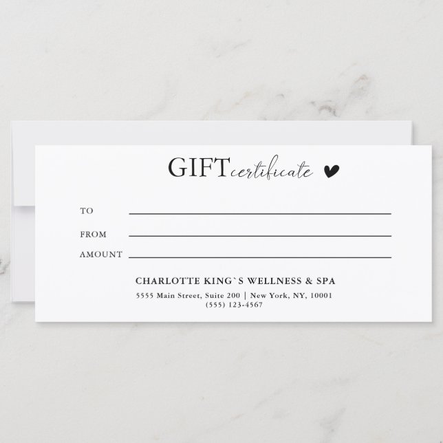 Customer specific Business Gift Certificate (Back)