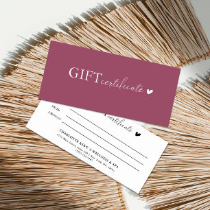 Customer specific Business Gift Certificate