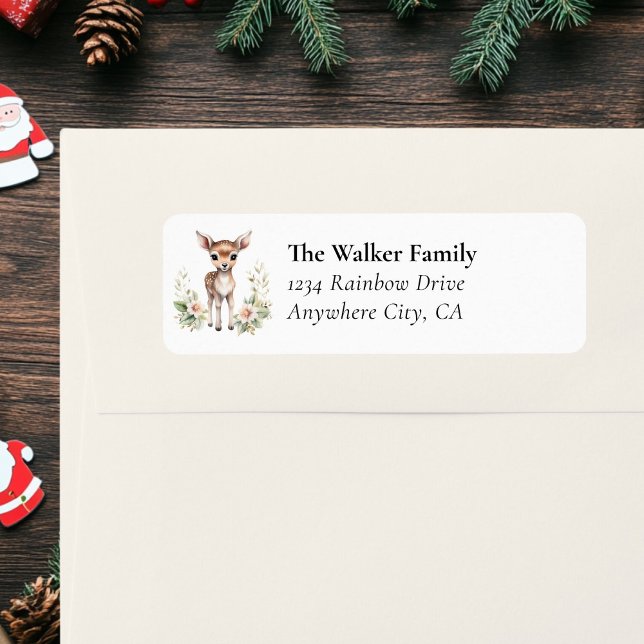 Customer Specific, Floral, Deer, Christmas (Customer Specific, Floral, Deer, Christmas, White, Address Labels. )