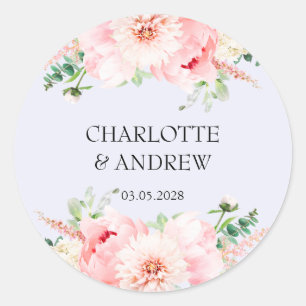 customer-specific floral wedding classic round sticker