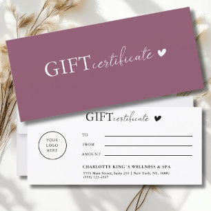 Customer specific Logo Business Gift Certificate