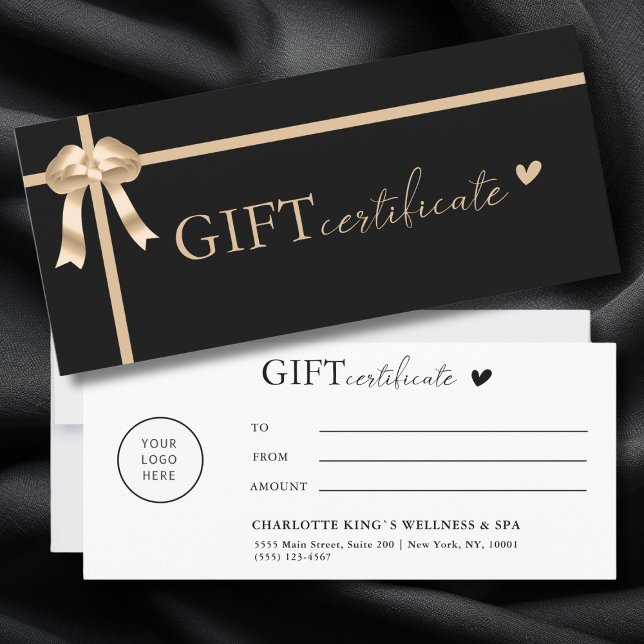 Customer specific, Logo Business Gift Certificate (Customer specific, Logo, Ribbon, Business Gift Certificate. Black and Gold )