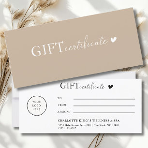 Customer specific Logo Business Gift Certificate