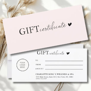Customer specific Logo Business Gift Certificate