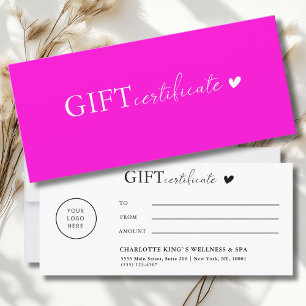 Customer specific Logo Business Gift Certificate