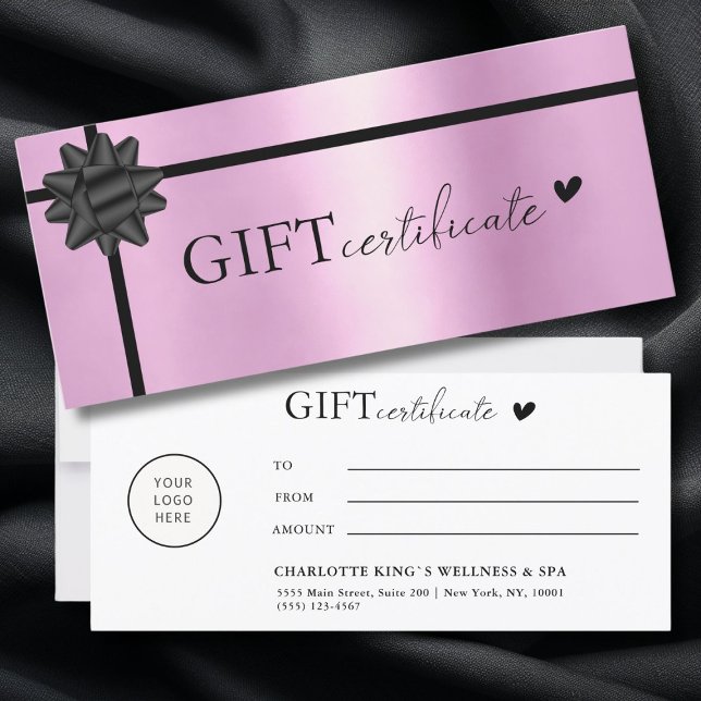 Customer specific, Logo Business Gift Certificate (Customer specific, Logo, Salon, Violet-Black, Ribbon, Business Gift Certificate.)