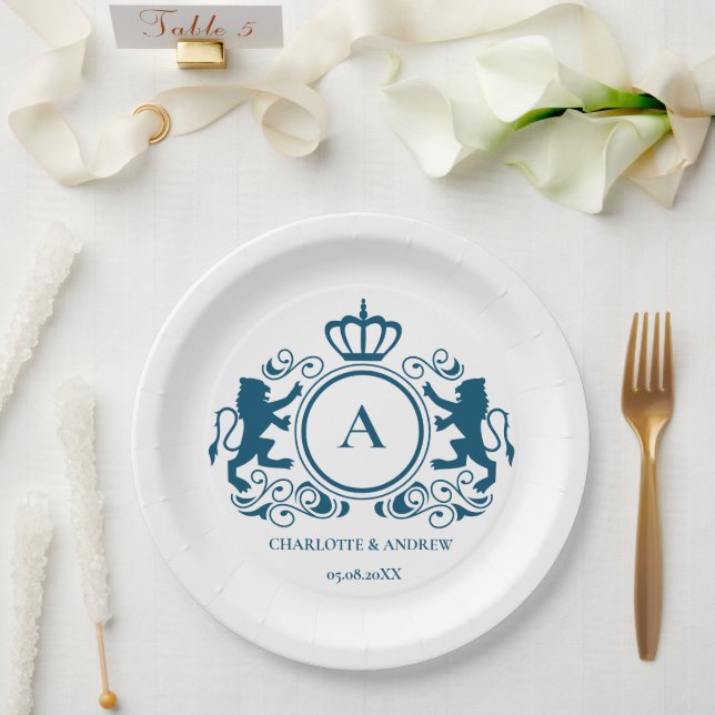customer specific logo Monogram Wappen Paper Plate (Wedding)