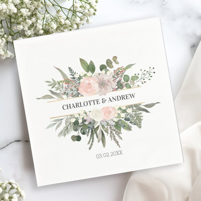 Customer-specific, monogram, floral wedding  napki napkin (Creator Uploaded)