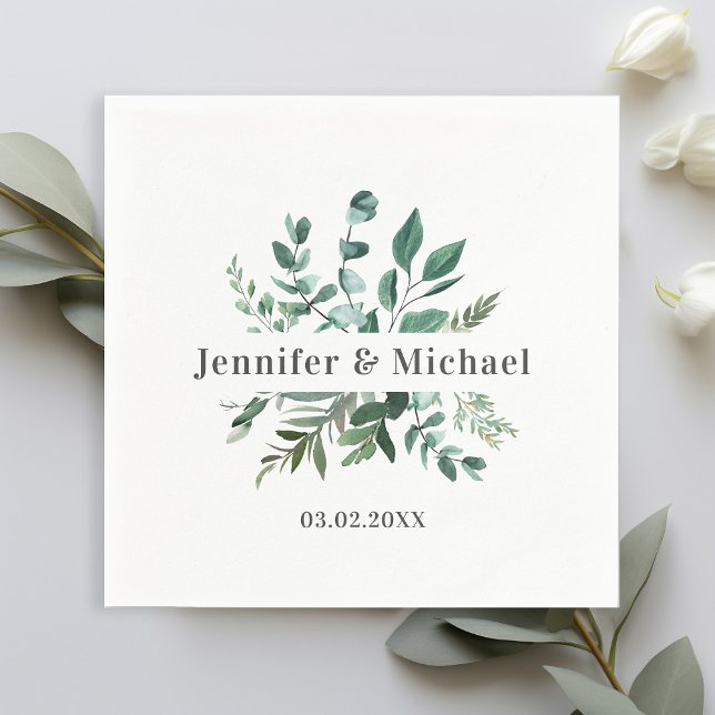 Customer-specific Monogram Leafy Napkins (Creator Uploaded)