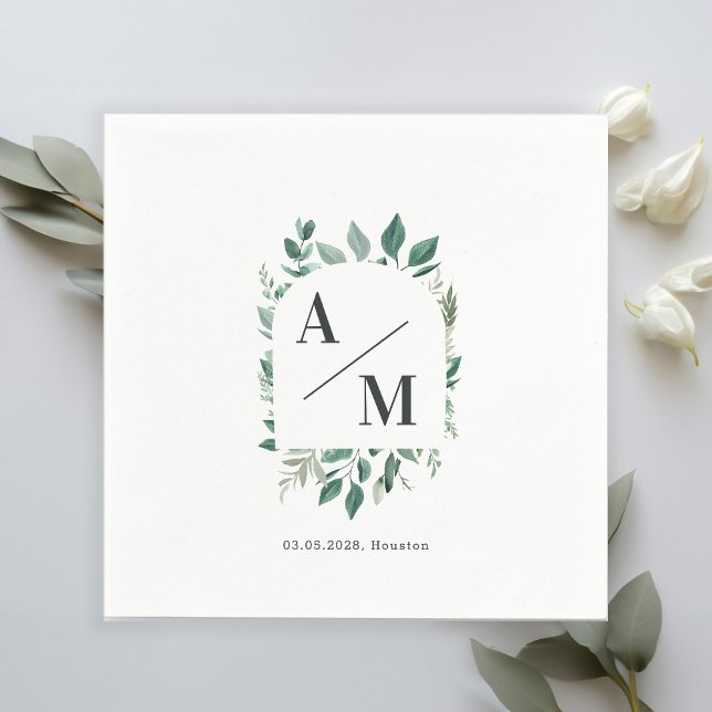 Customer-specific Monogram Leafy Napkins (Creator Uploaded)