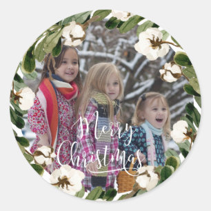 Customer Specific Photo Merry Christmas Classic Round Sticker