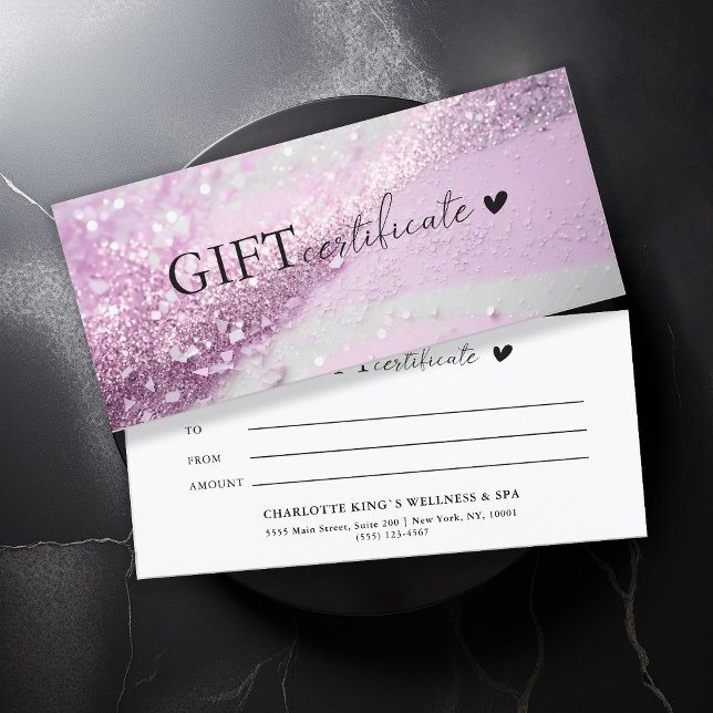 Customer specific, purple-silver glitter, business (Customer specific, trendy, violet-silver, glitter, business gift certificate.)