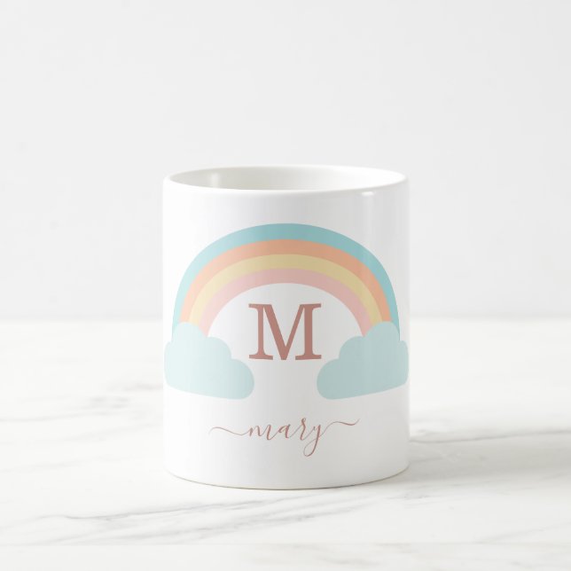 Customer specific rainbow, monogram coffee mug (Center)
