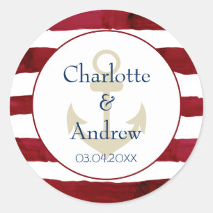 Customer-specific red stripes Anchor  Classic Round Sticker