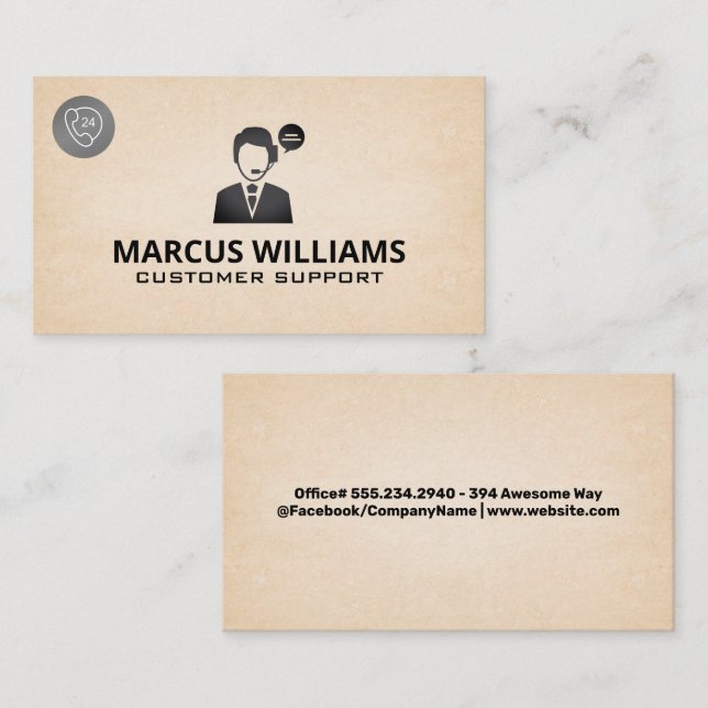 Customer Support | Tech Call Centre | Phone Logo Business Card (Front/Back)