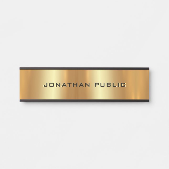 Customer Text  Name Black & Gold Elegant Modern Door Sign (Front)