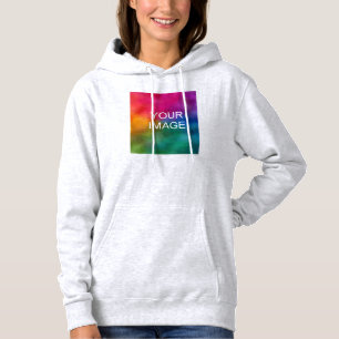 Customer Text Upload Photo Womens Ash Grey Modern Hoodie