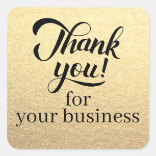 Customer Thank you for your business Simple Gold Square Sticker
