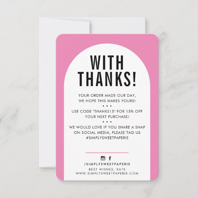 CUSTOMER THANK YOU modern arch candy pink black (Front)