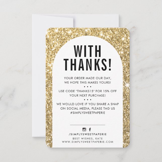CUSTOMER THANK YOU modern arch faux gold glitter (Front)