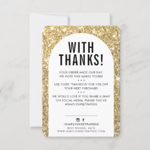 CUSTOMER THANK YOU modern arch faux gold glitter