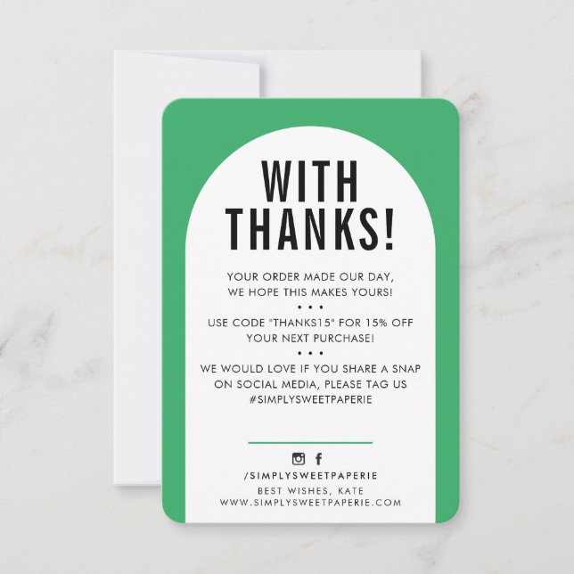 CUSTOMER THANK YOU modern arch green black (Front)