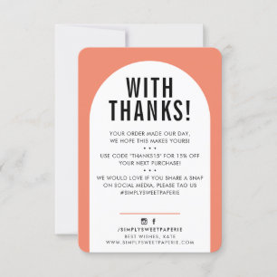 CUSTOMER THANK YOU modern arch orange black Card
