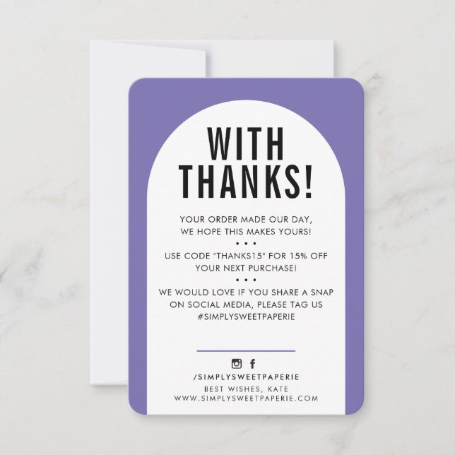 CUSTOMER THANK YOU modern arch purple black (Front)