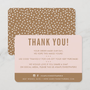 CUSTOMER THANK YOU modern blush pink brown tan Card
