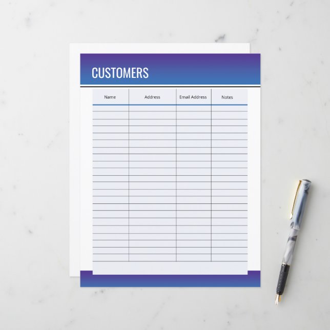 Customer Tracker Page Template  (Front/Back In Situ)