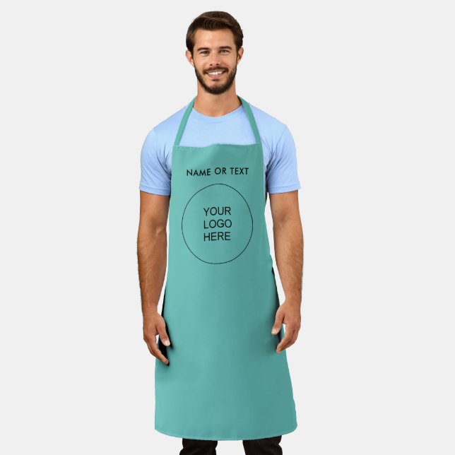 Customer Your Business Logo Text Name Here Teal Apron (Worn)
