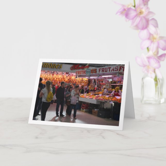 Customers at the Mercado Central, Valencia, Spain Card (Orchid)