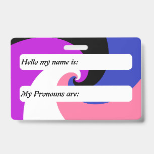 Customiable Groovy Spiral Genderfluid Pride Flag  ID Badge