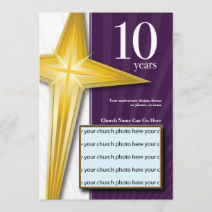 Customisable 10 Year Church Anniversary Invitation