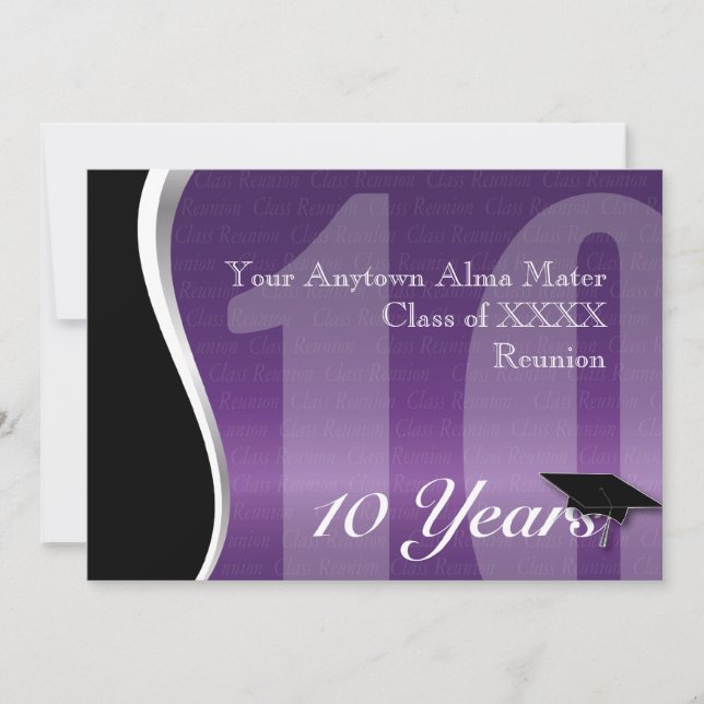Customisable 10 Year Class Reunion Invitation (Front)