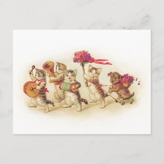 Customisable 1920s Kitten Celebration Postcard (Front)