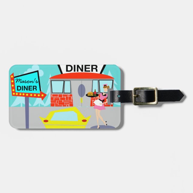 Customisable 1950's Diner Luggage Tag (Front Horizontal)