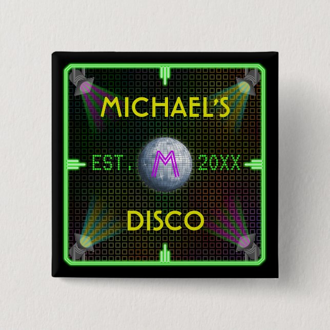 Customisable 1970's Disco Ball 15 Cm Square Badge (Front)